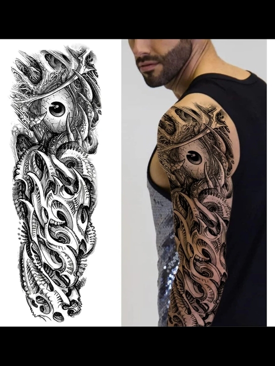 Other - Black Biomechanical Full Sleeve Temporary Tattoo